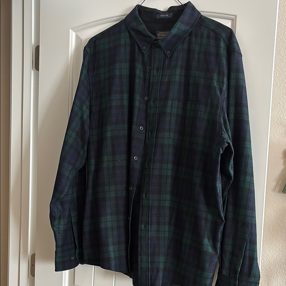 Pendleton Men's Green and Blue Plaid Shirt